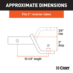 CURT ball mount with 1in hole ready for standard trailer ball.