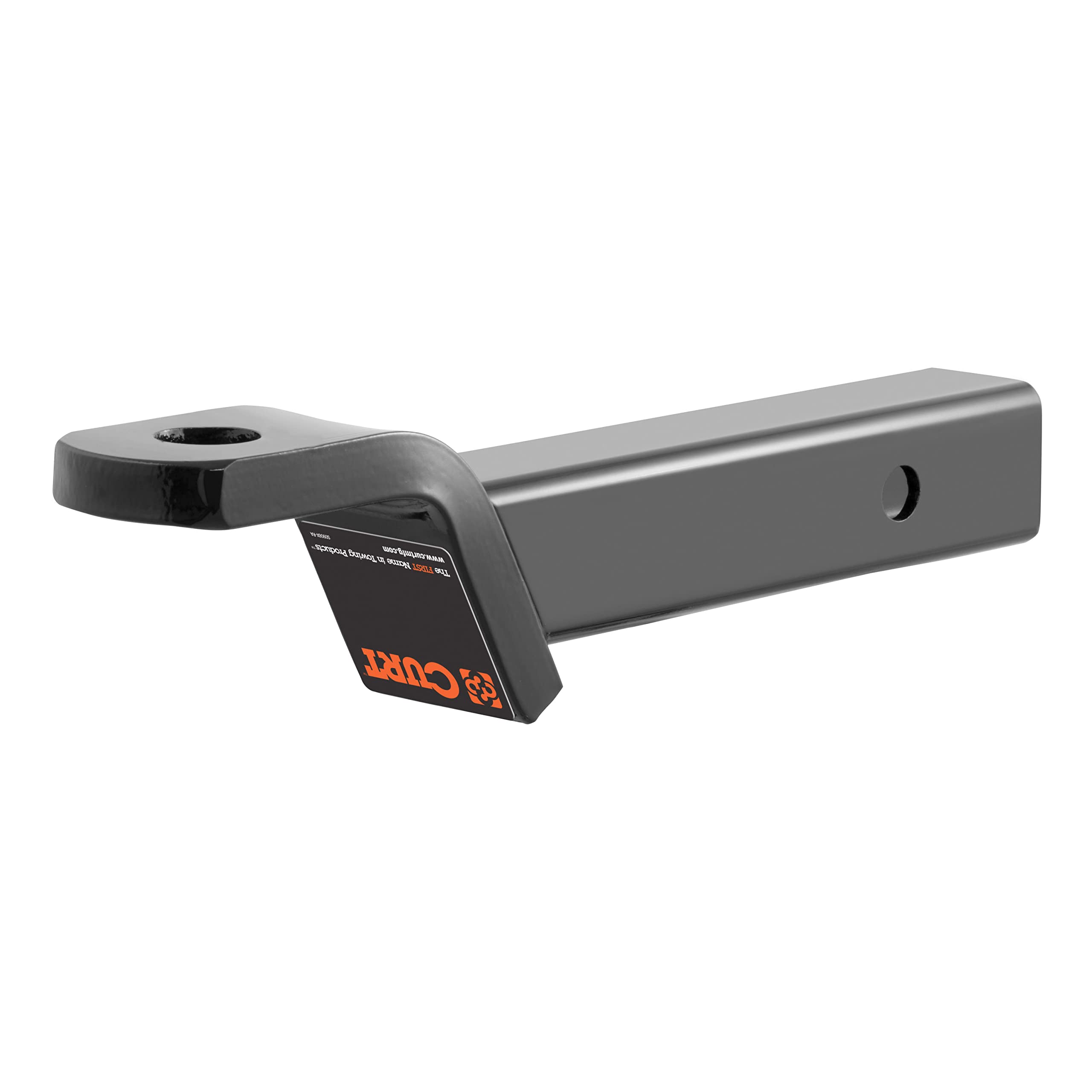CURT ball mount drop-rise dimensions show level towing potential.