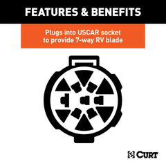 CURT durable black plastic housing demonstrates corrosion resistance for long-lasting trailer wiring.