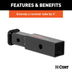 CURT adapter with durable black powder coat resists rust and UV.