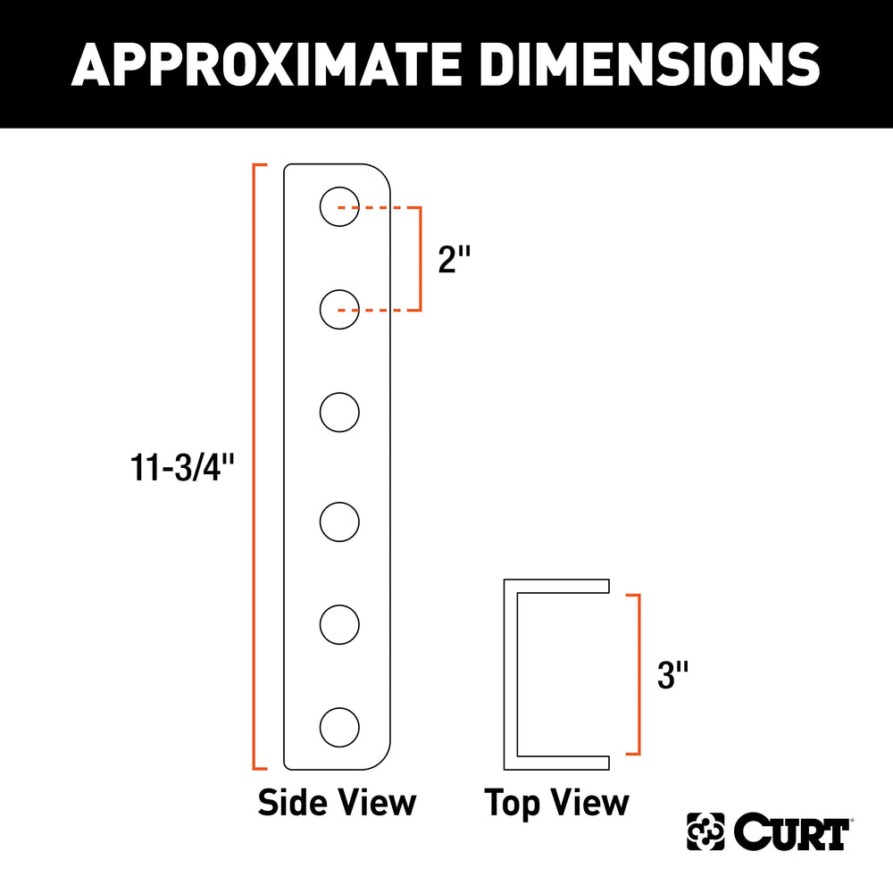 CURT channel-style lunette ring mount compatible with CURT rings for versatile towing setups