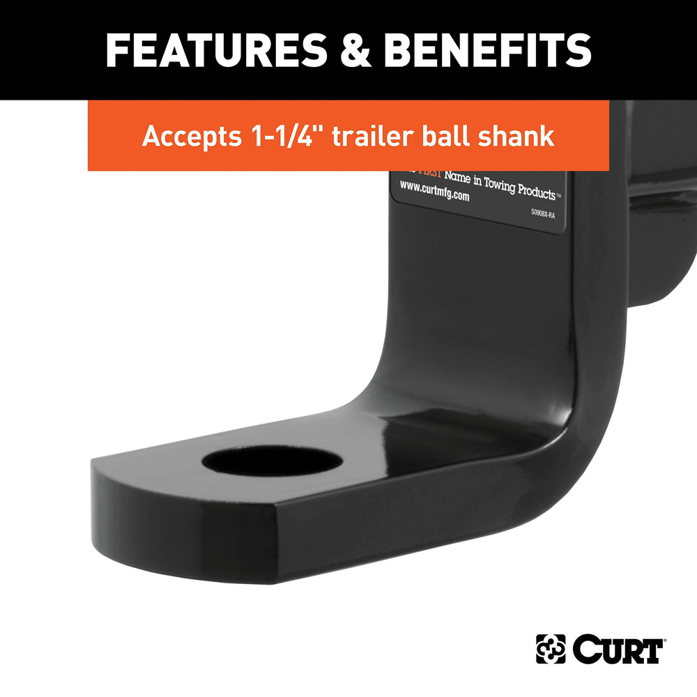 CURT Class 4 ball mount CNC-formed for a precise, durable fit.