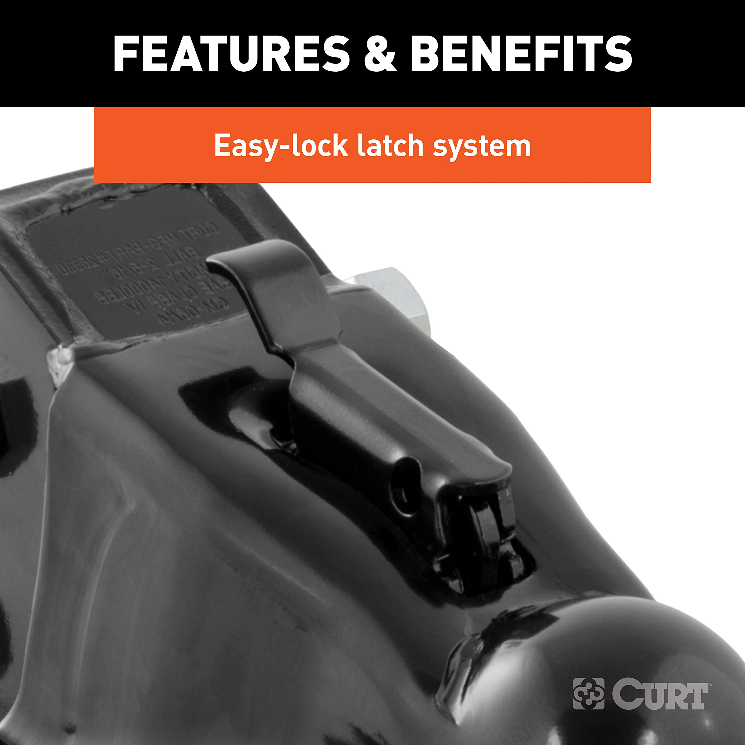 CURT easy-lock latch provides quick, secure engagement.