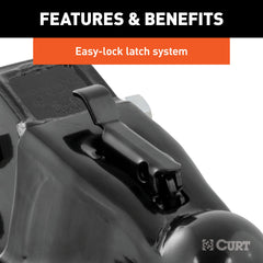 CURT easy-lock latch provides quick, secure engagement.