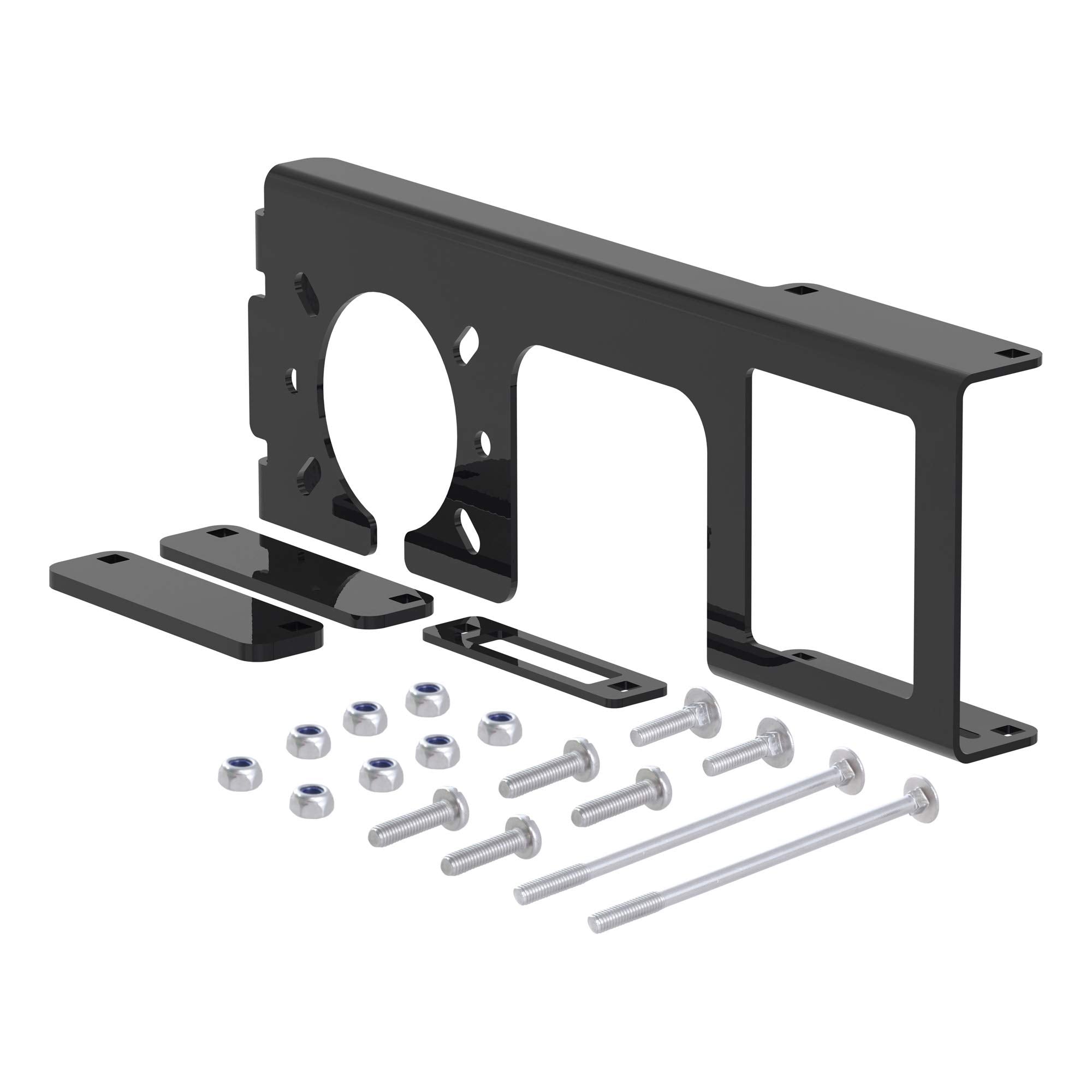 CURT Easy-Mount bracket mounted over a 2x2 receiver, keeping trailer wiring tidy.