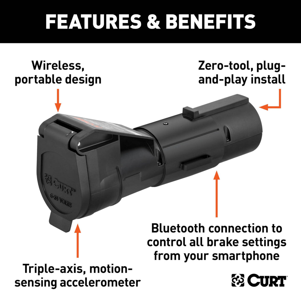 Locking tab and strap secure the 7-way connection during towing