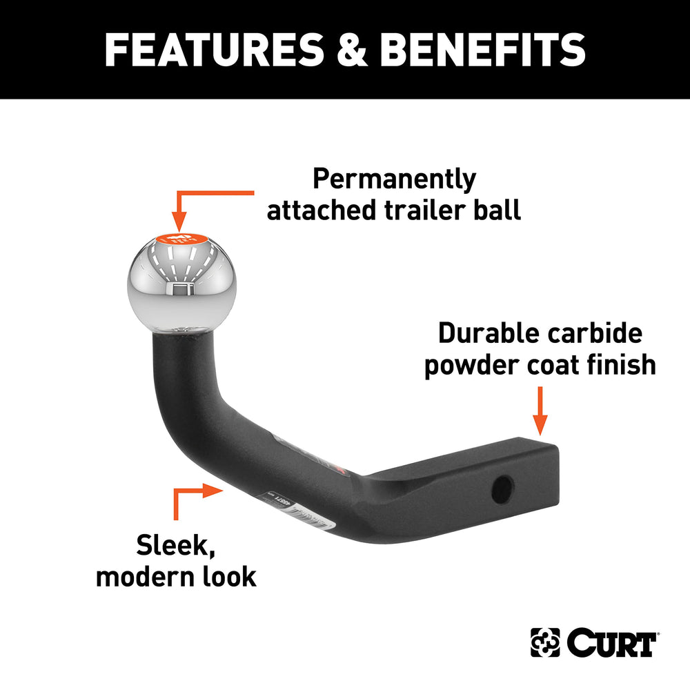 CURT euro mount black carbide finish resists corrosion and scratches.