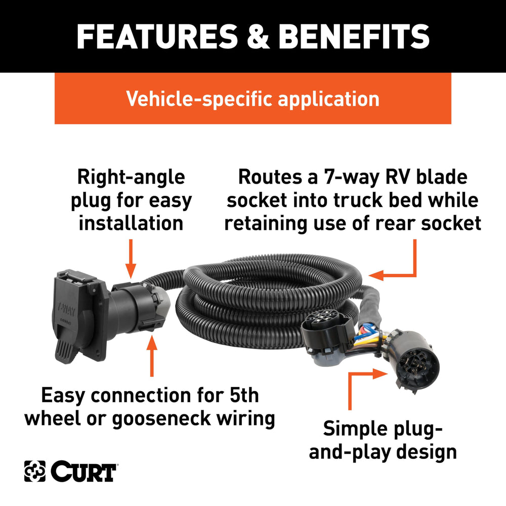 CURT extension-harness plug-and-play enables quick installation without cutting