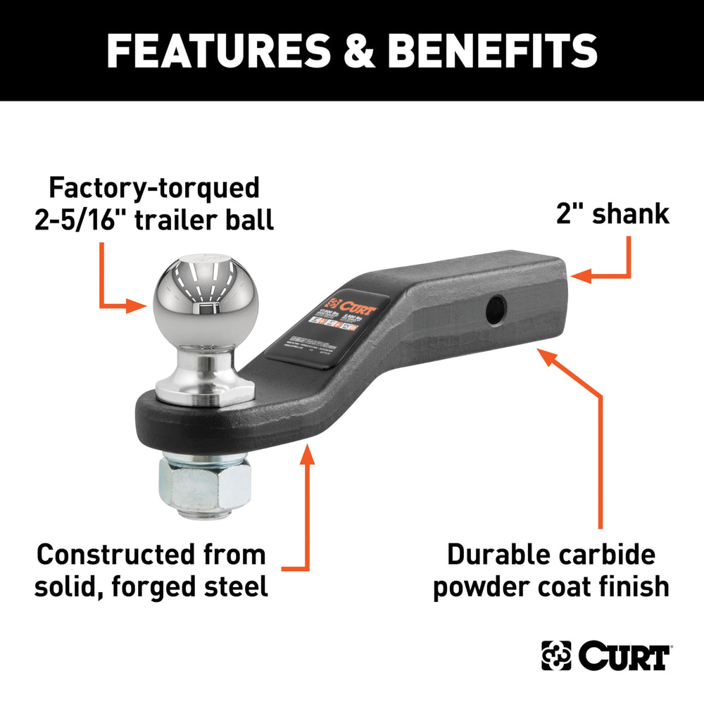 CURT forged steel construction for added towing strength.