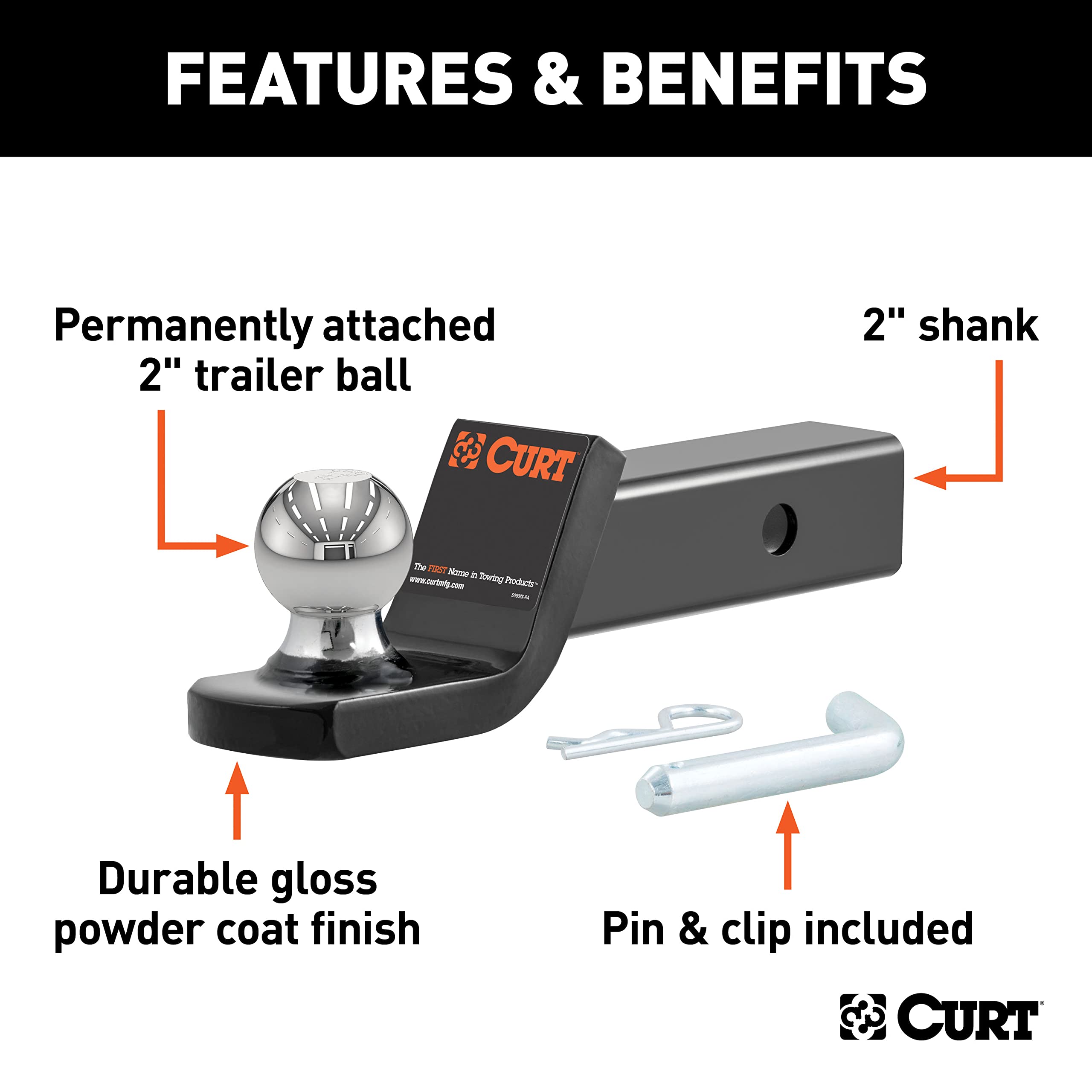CURT Fusion welded ball mount supports up to 7,500 lbs gross weight
