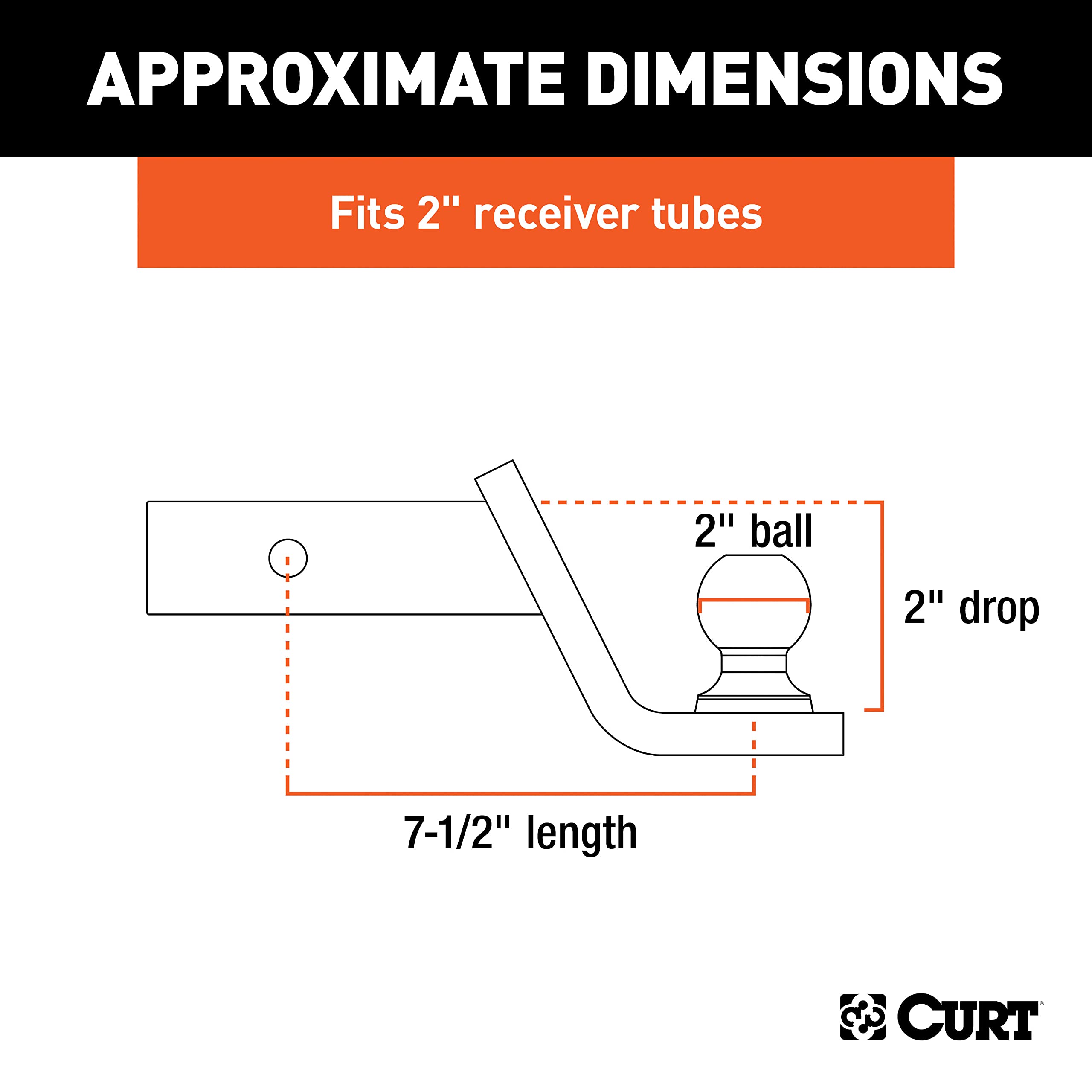 CURT Fusion ball mount with 2-inch ball for standard receivers.
