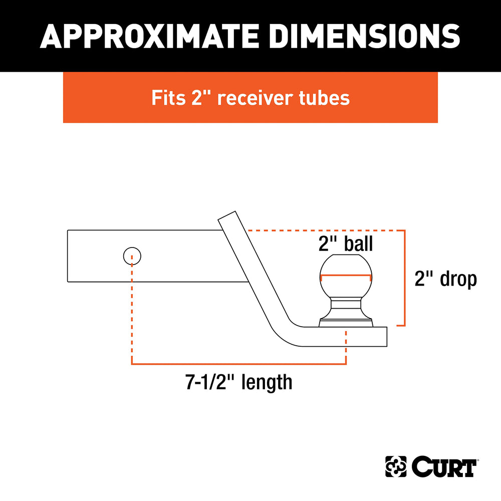 CURT Fusion ball mount with 2-inch ball for standard receivers.