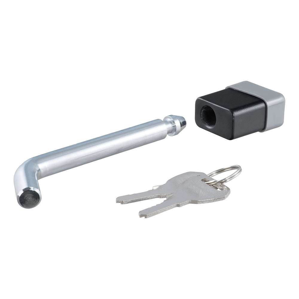 CURT hitch lock displays the 18000 lb rating with a robust deadbolt design for trailer security.