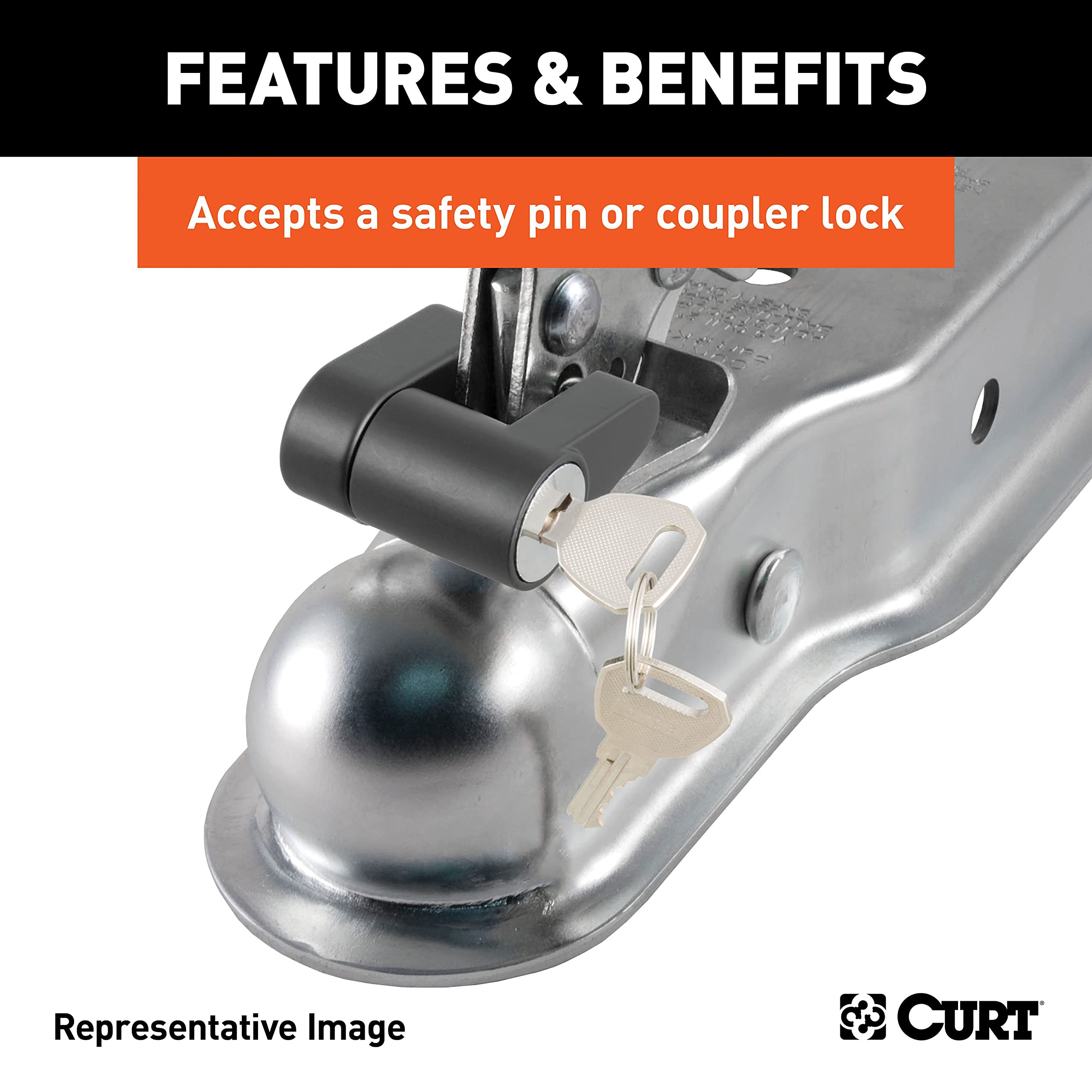 CURT K-5153 easy-to-adjust nut and spring ensure snug fit.