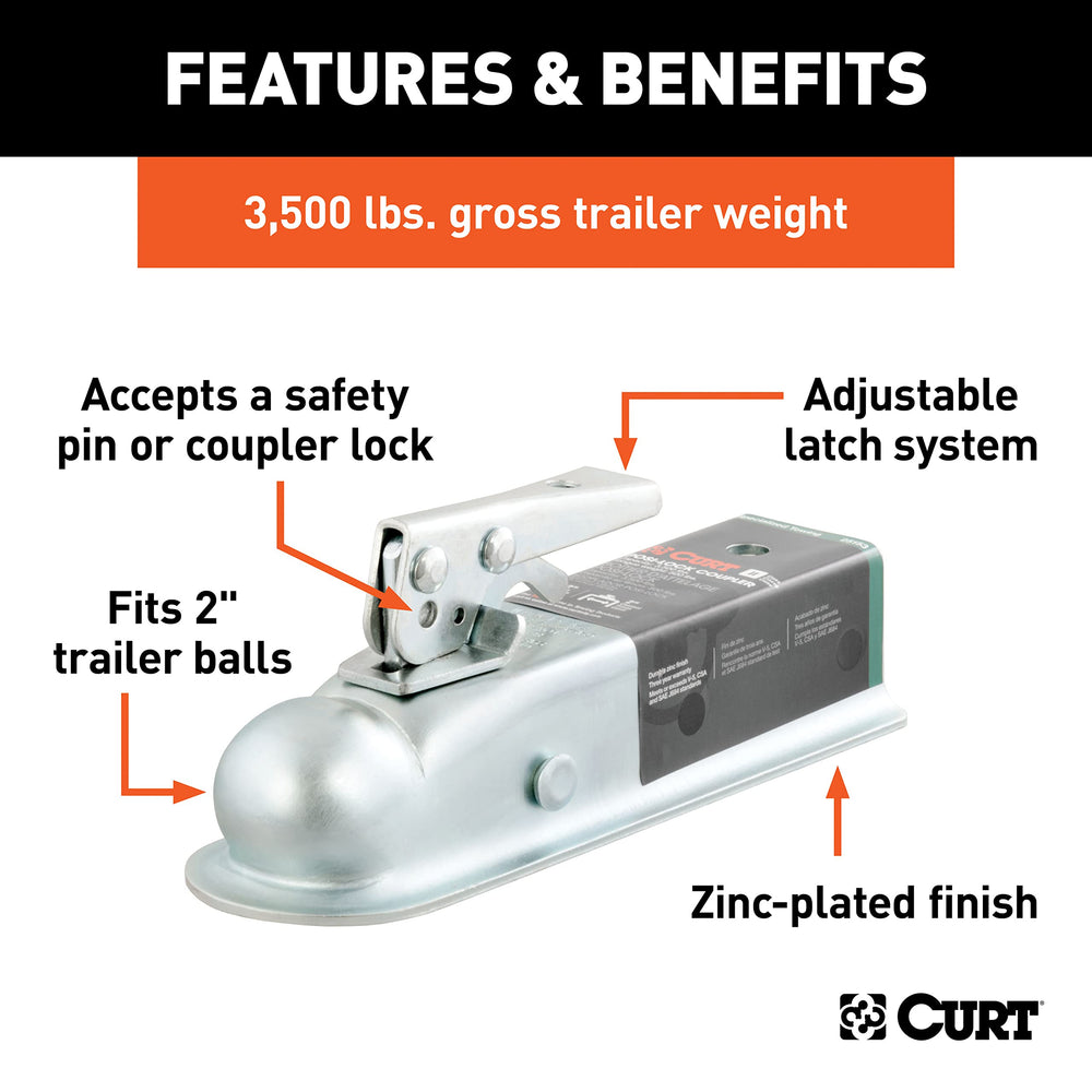 CURT K-5153 zinc plating protects against corrosion for long-lasting use.