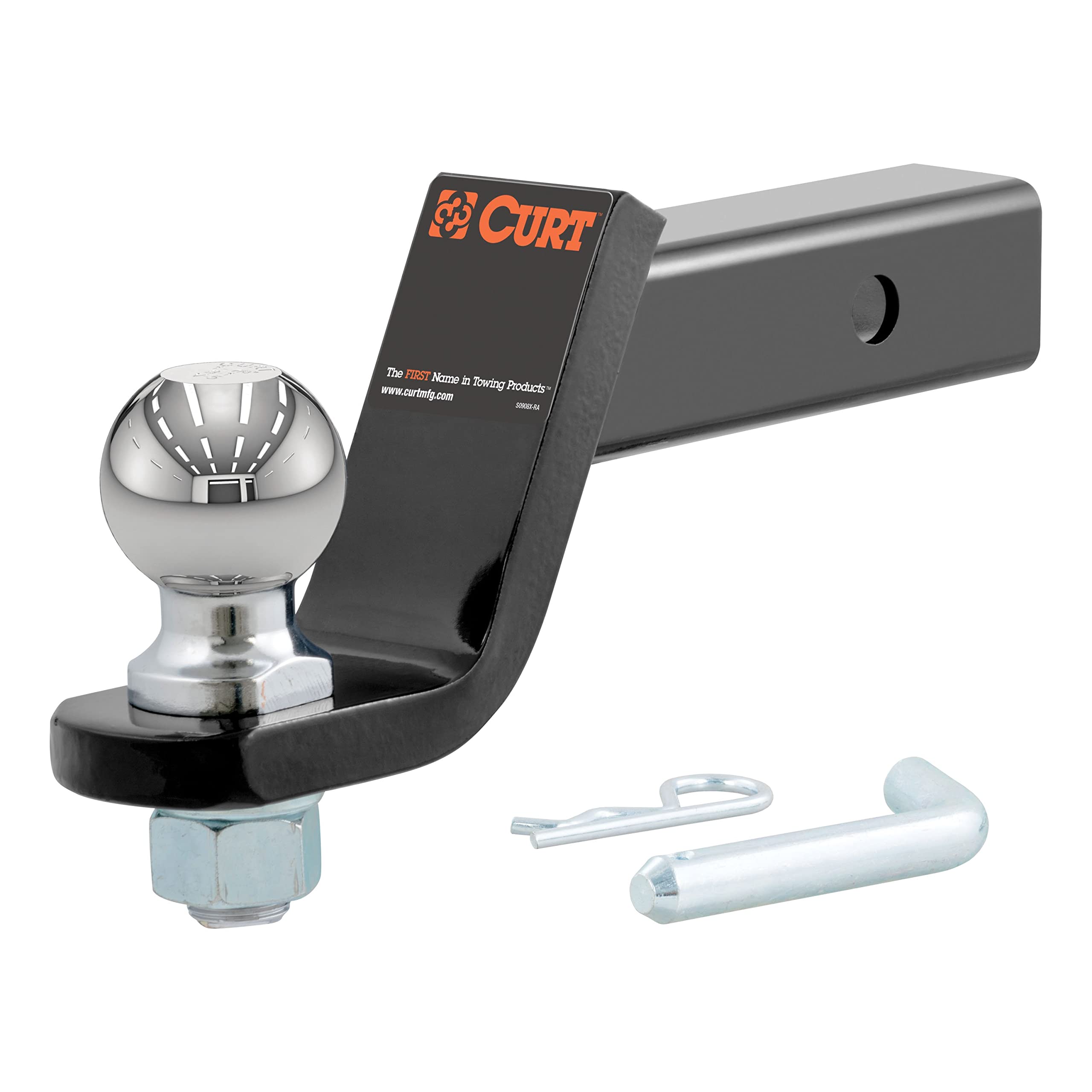 CURT loaded ball mount in a 2x2 receiver with gloss black finish for durable towing.