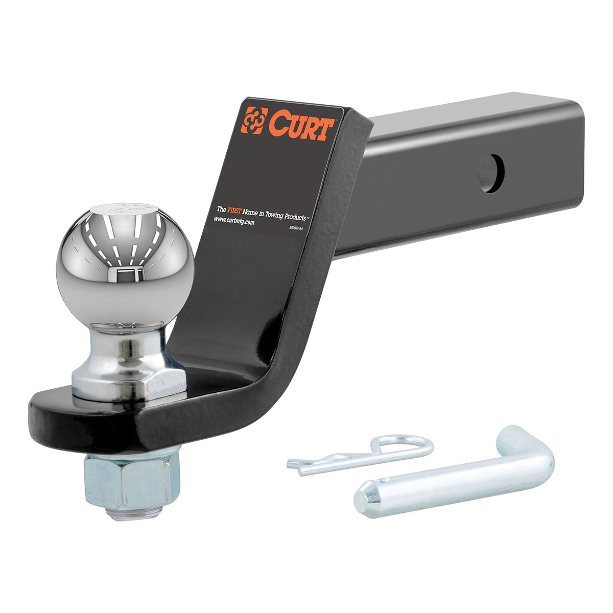 CURT loaded ball mount in a 2x2 receiver with gloss black finish for durable towing.