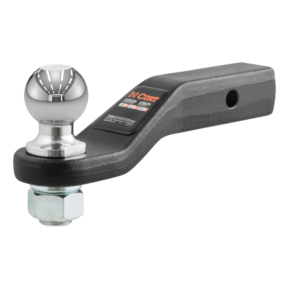CURT loaded ball mount ready for towing and quick hookup.