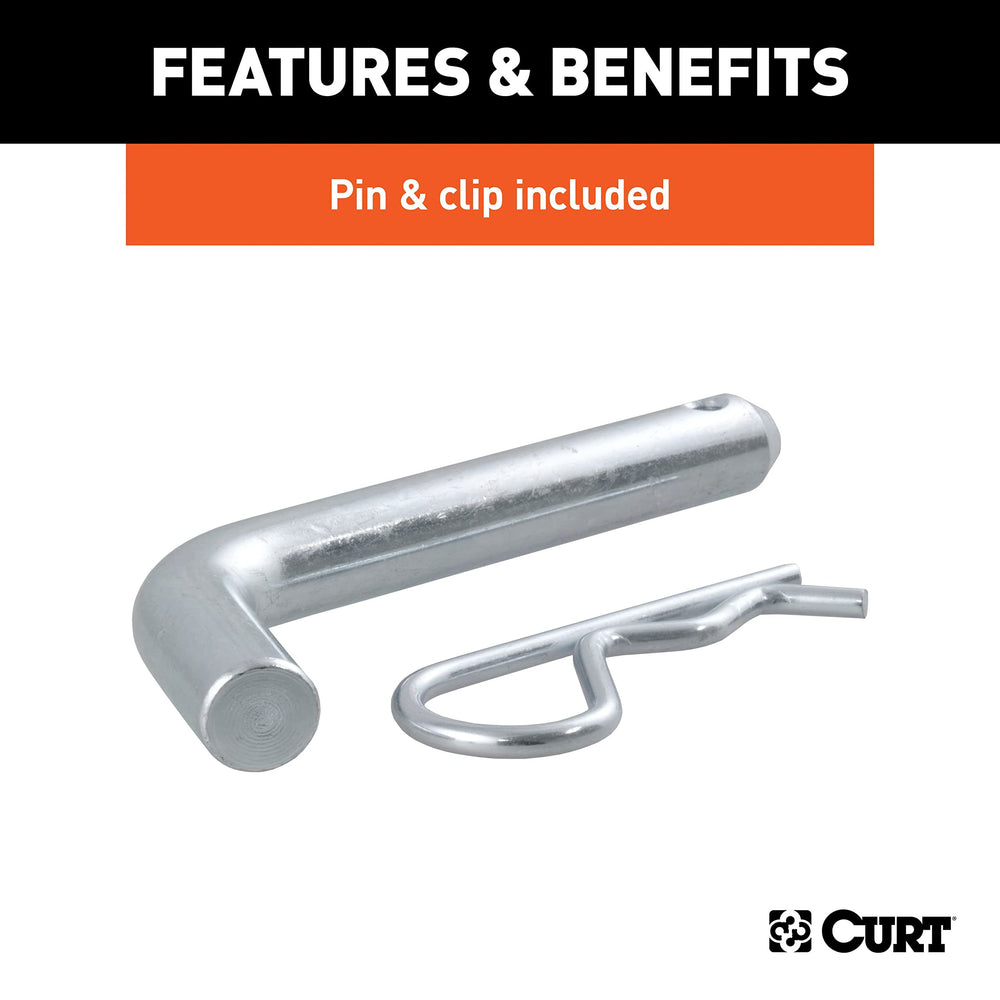 CURT ball mount with pin and clip included for quick setup.