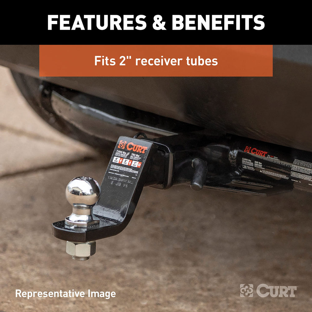 CURT loaded ball mount with polished trailer ball eases connection and reduces fiddling.