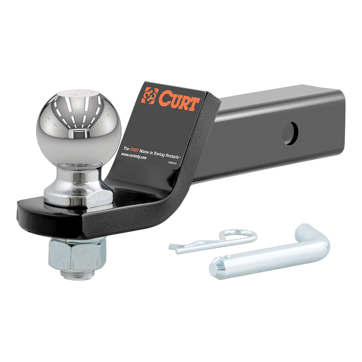 CURT loaded ball mount with pre-attached ball, ready to tow.
