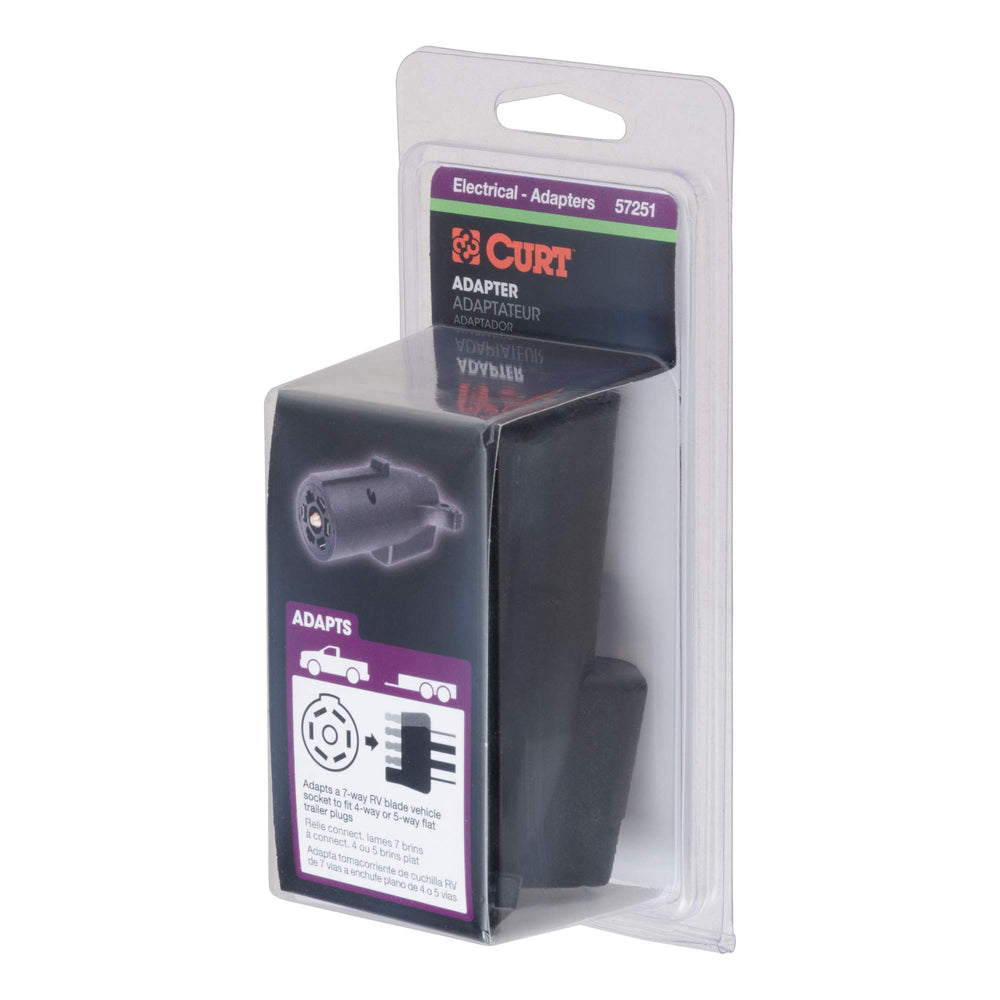 CURT 57251 supports taillights, brake lights, turn signals, and reverse lights.