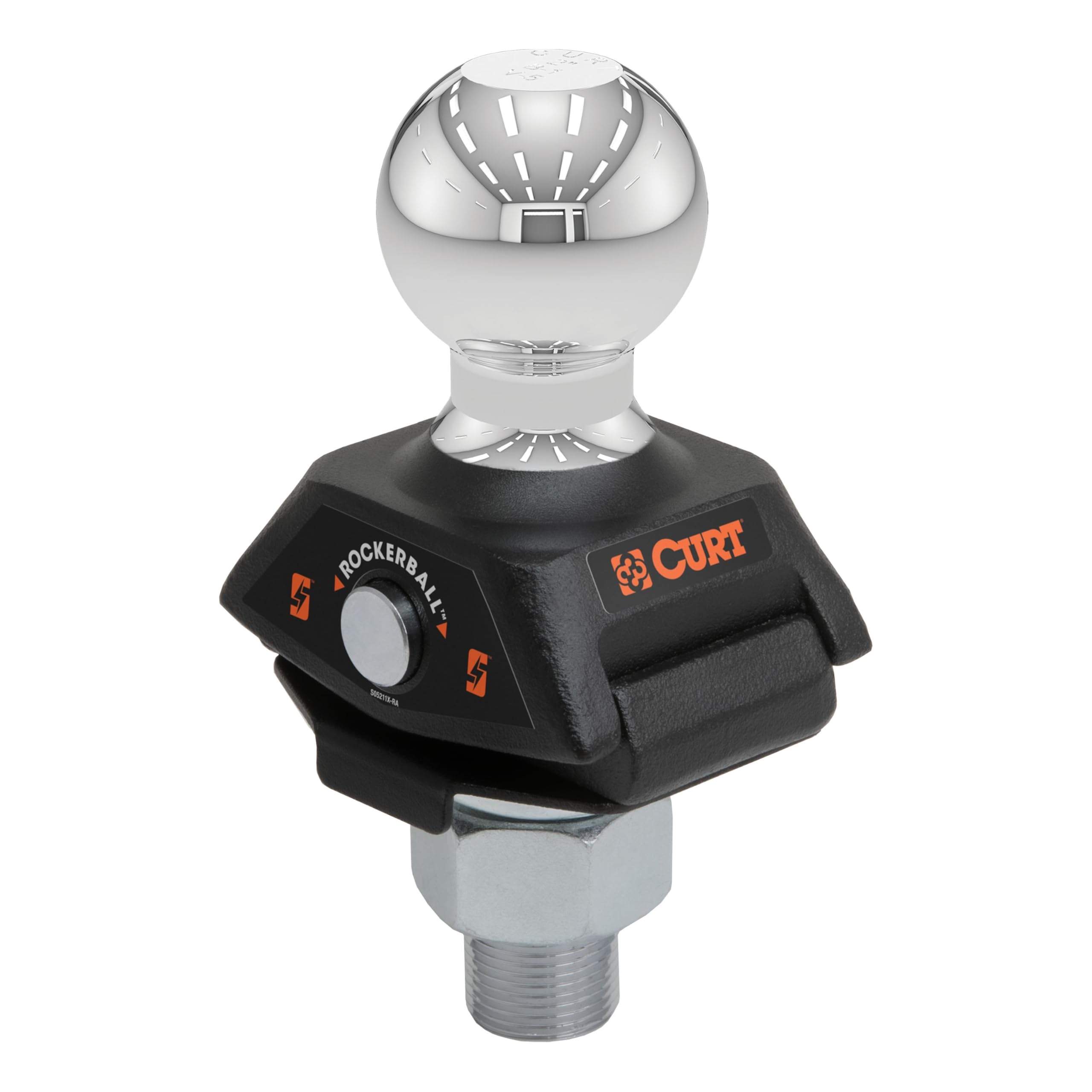 CURT RockerBall 2in cushion hitch ball with ShockDrop for smoother towing.
