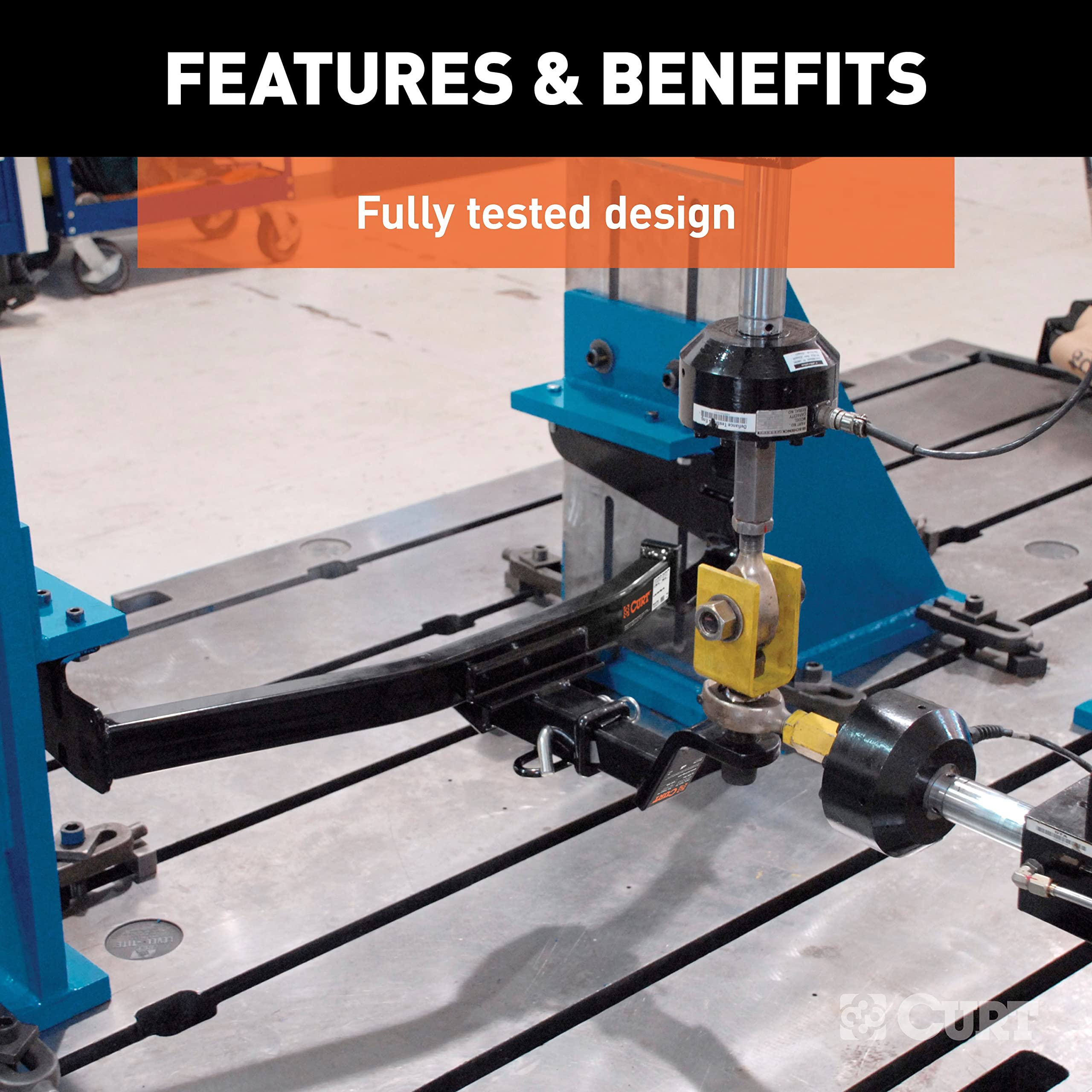 SAE J684 safety testing label on CURT hitch for reliability
