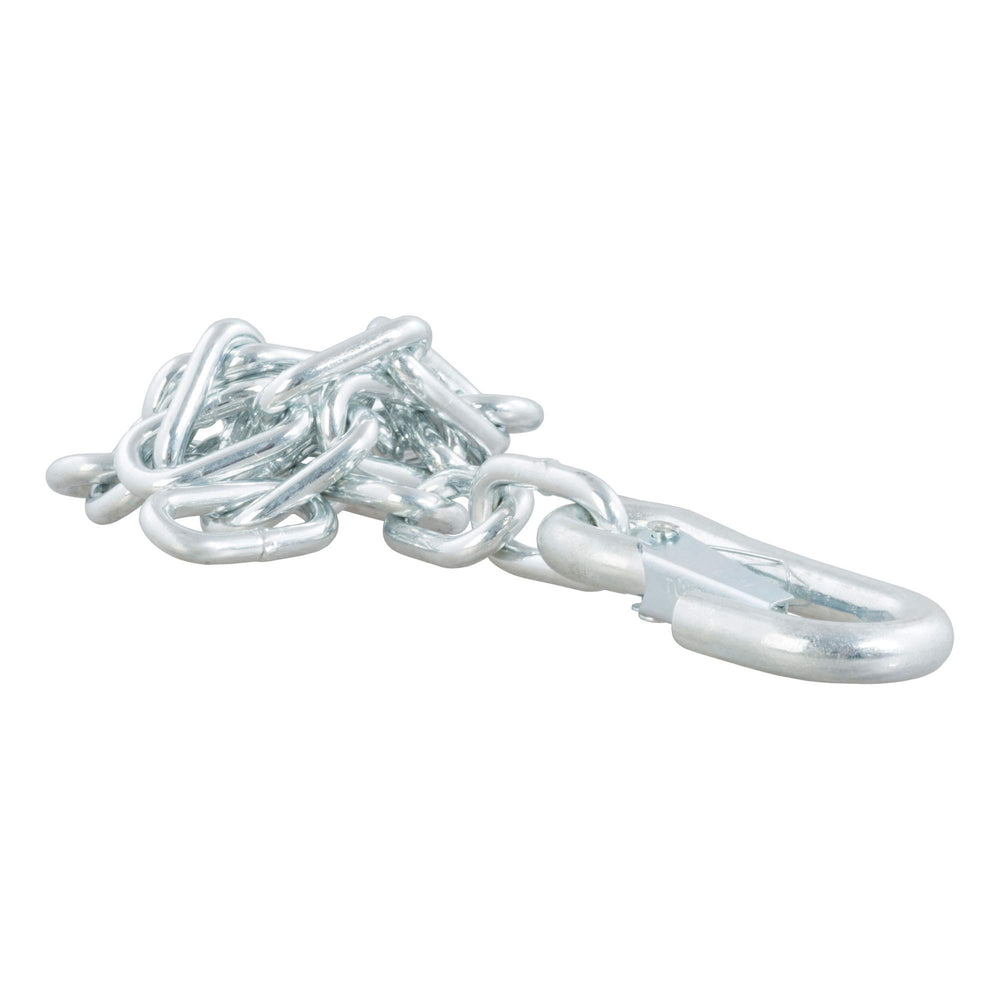 CURT safety chain 1/4in 24in with hook secures trailer connection for safer towing.