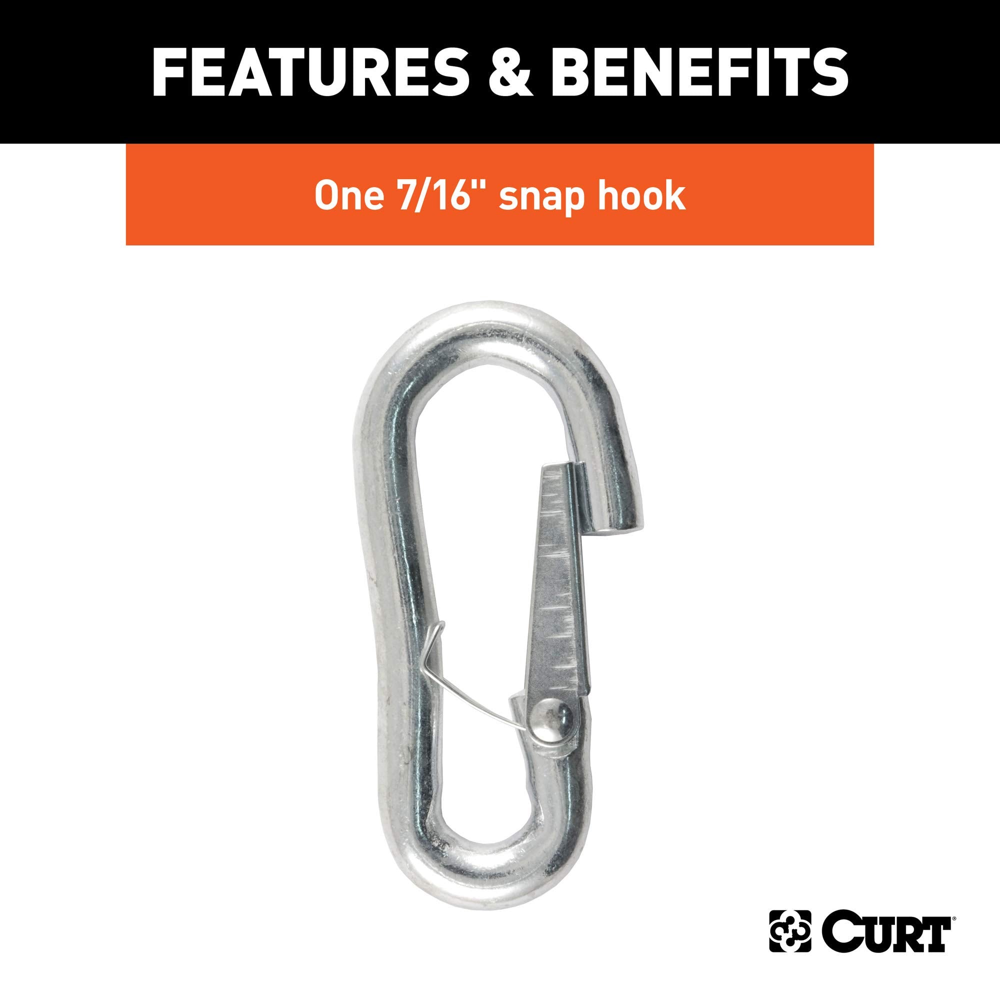 CURT safety chain attachment to trailer hitch shows secure mounting for confident use.