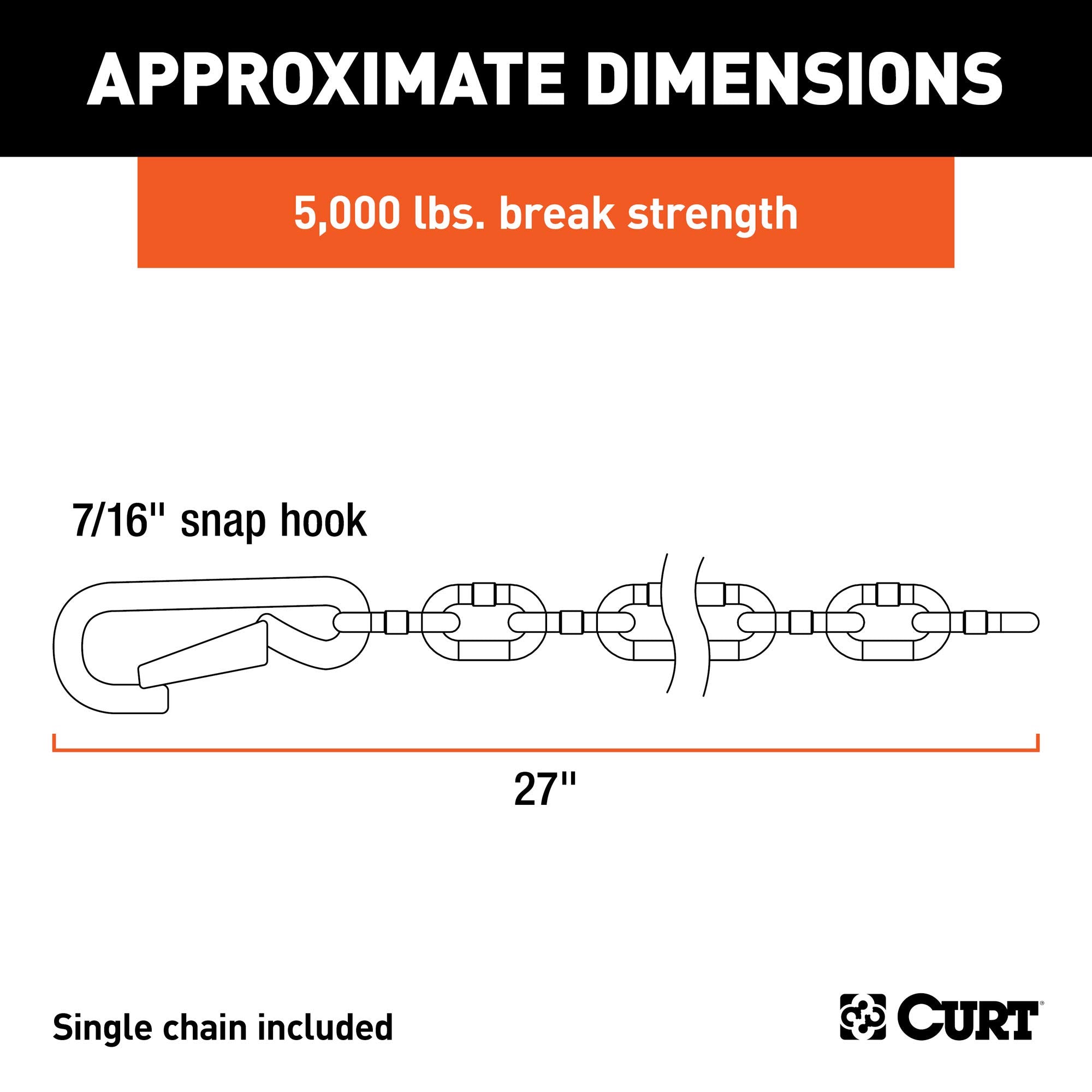 CURT safety chain cross setup demonstrates proper towing safety across uneven terrain.