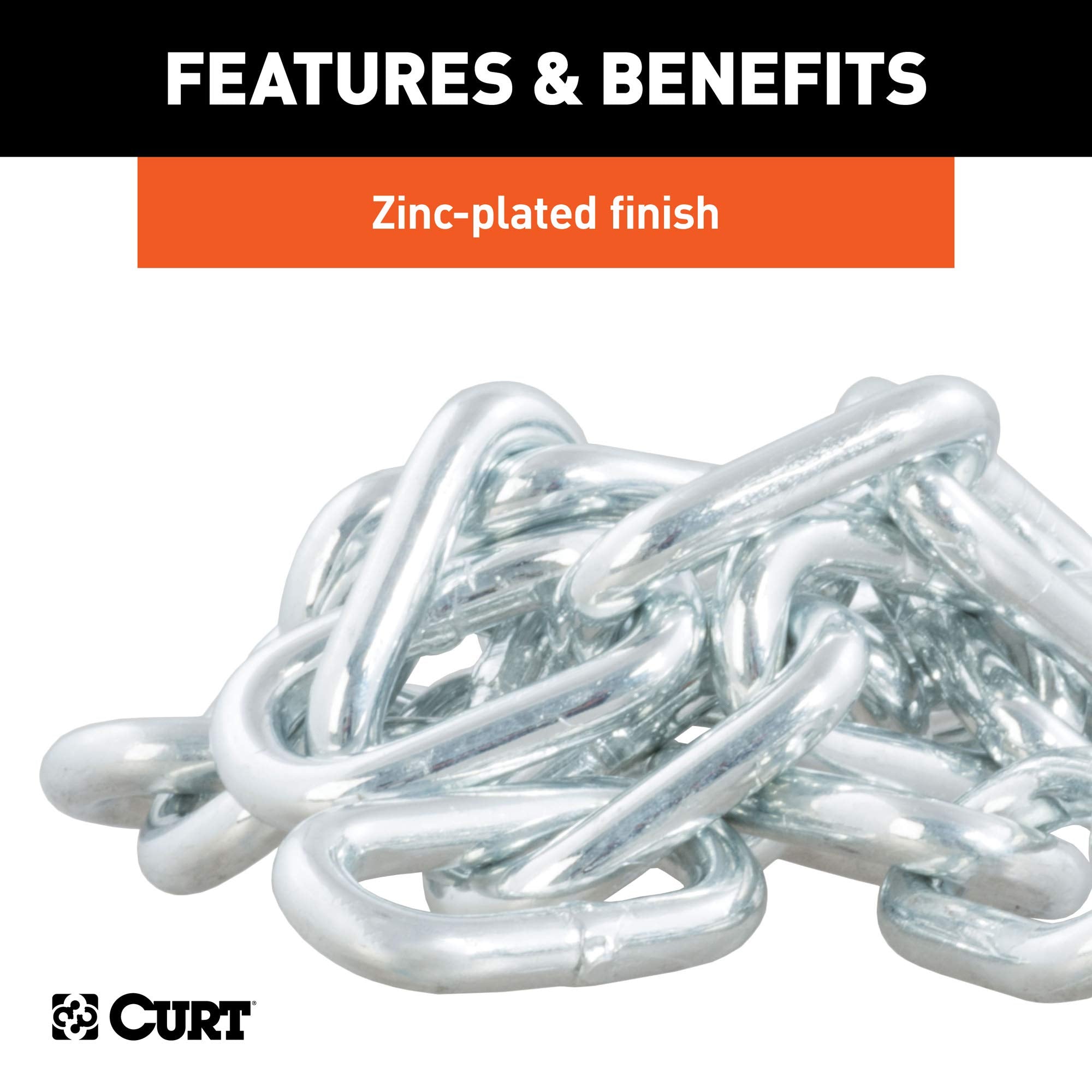 CURT safety chain in outdoor use withstands weather and rough roads.