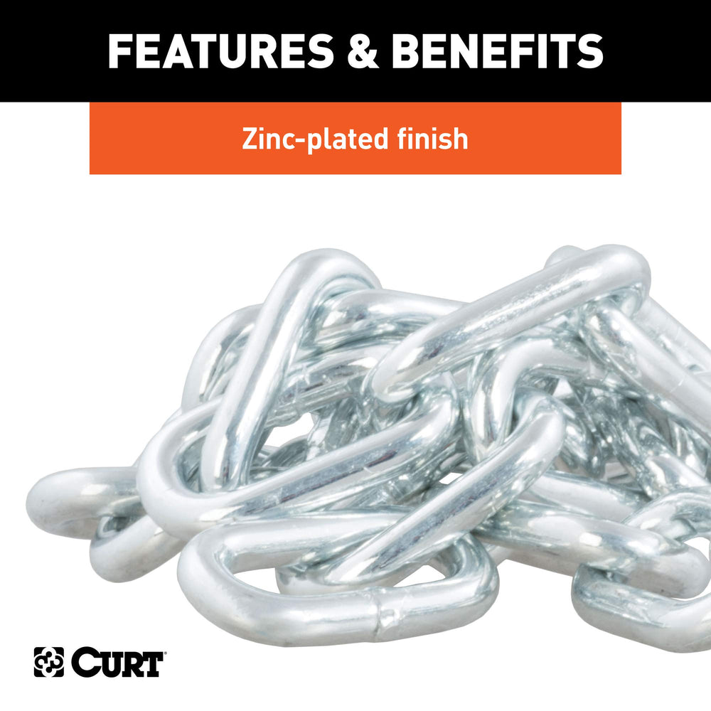 CURT safety chain in outdoor use withstands weather and rough roads.
