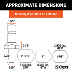 CURT Switch Ball 2 in attached ball supports mid-range trailers