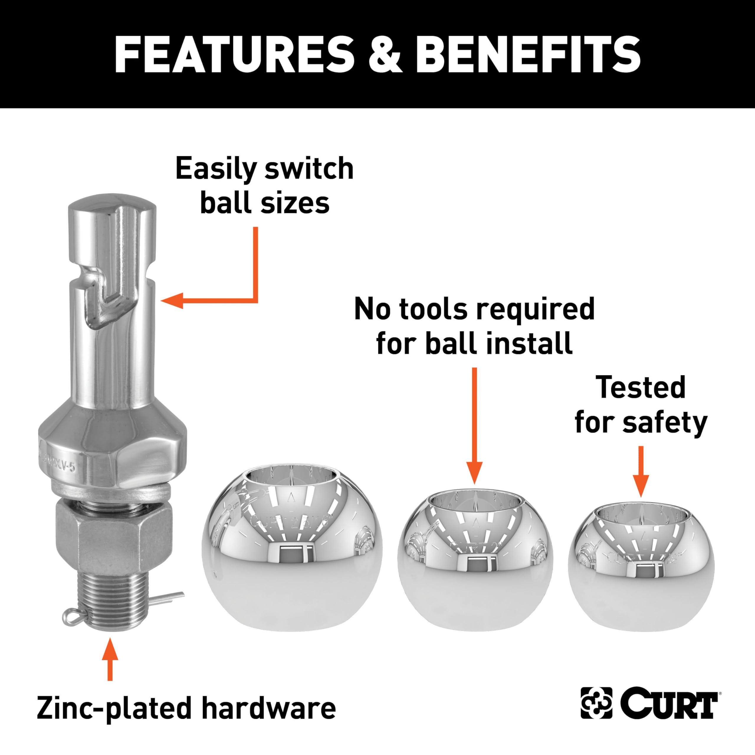 CURT Switch Ball 2-5/16 in attached ball for larger trailers