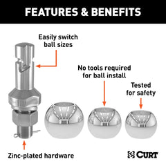 CURT Switch Ball 2-5/16 in attached ball for larger trailers