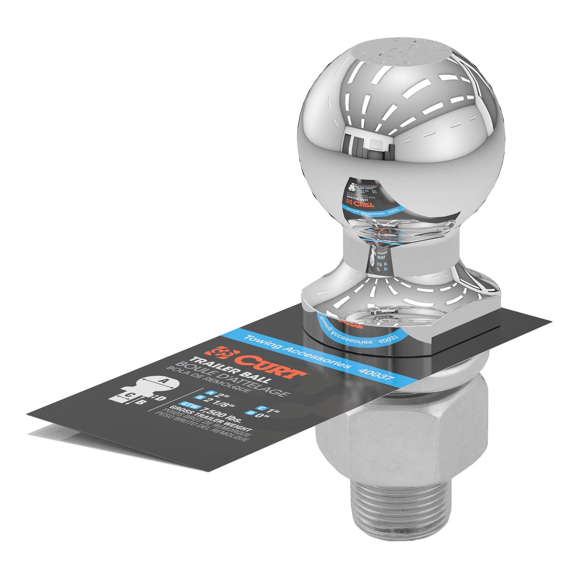 CURT trailer ball hardware includes hex nut and lock washer for secure install