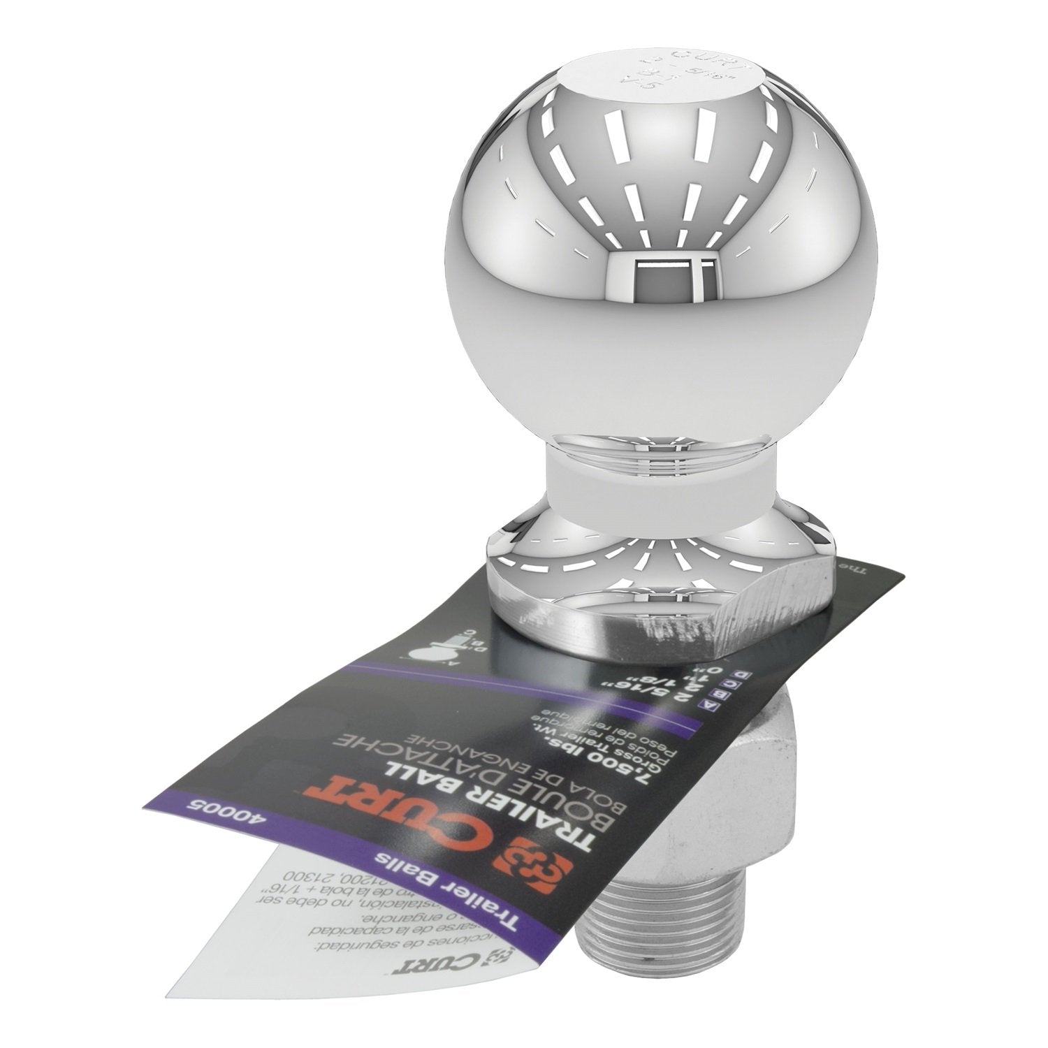 CURT trailer ball safety-tested to U.S. VESC standards.