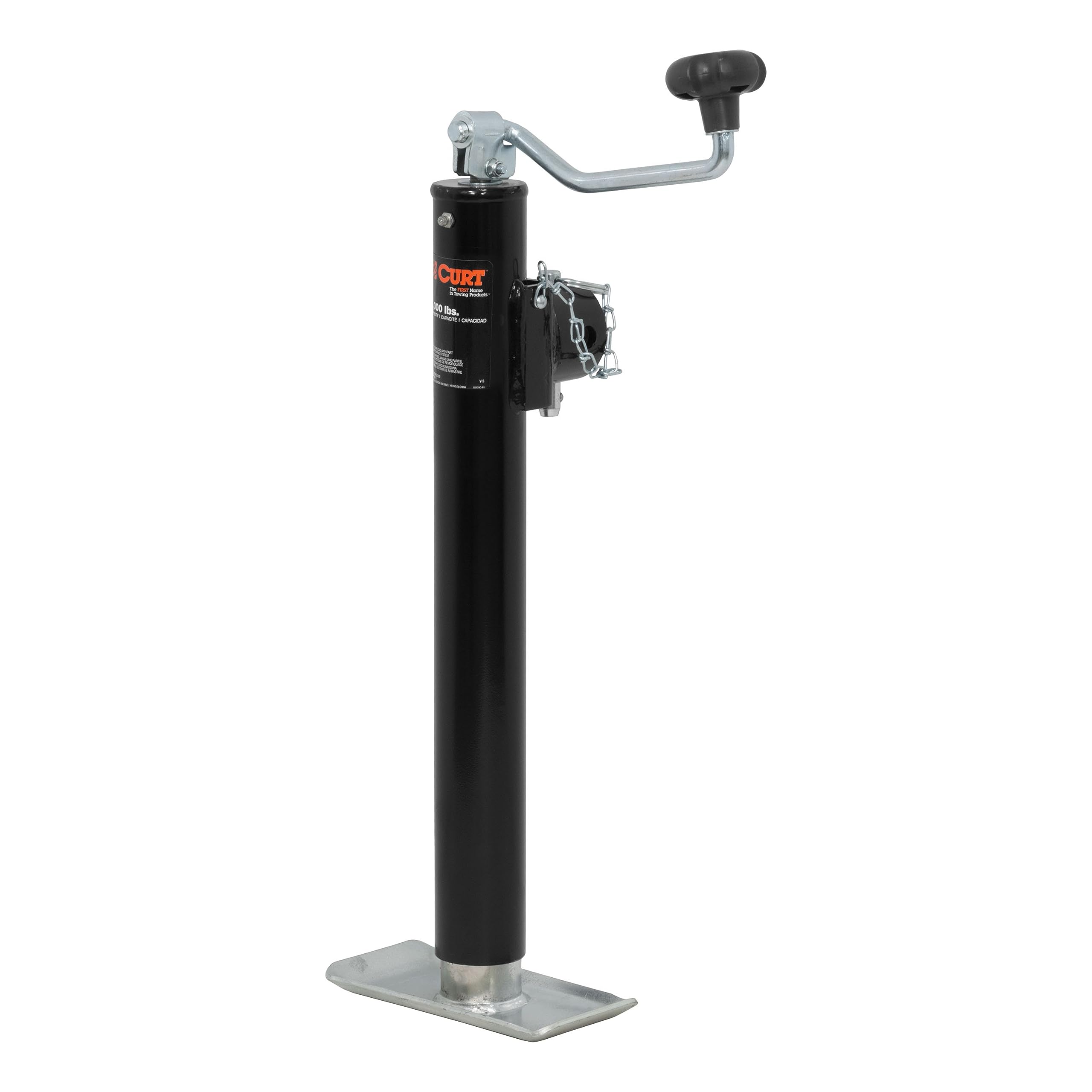 CURT 28356 weld-on pipe-mount swivel jack assembly for secure trailer mounting.