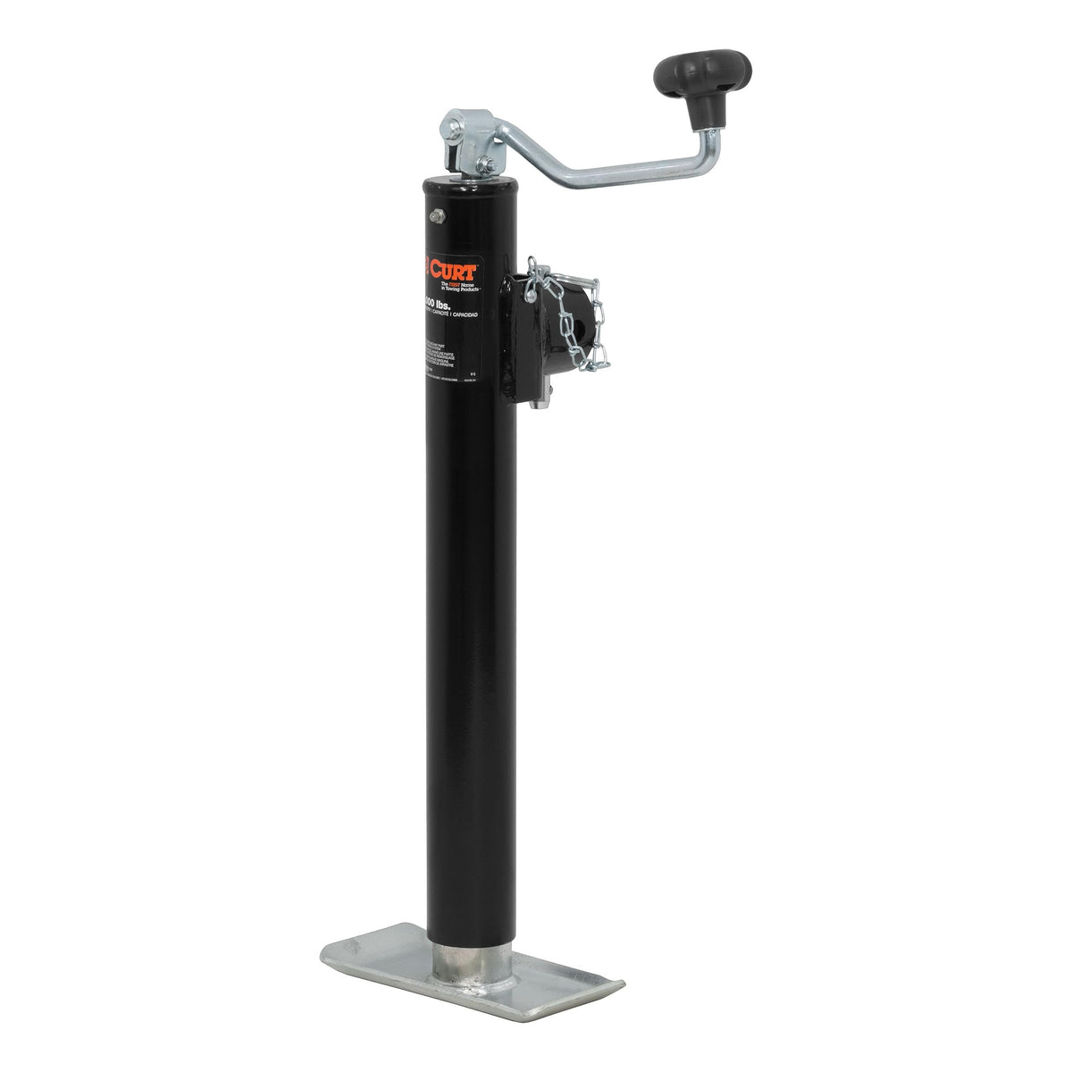CURT 28356 weld-on pipe-mount swivel jack assembly for secure trailer mounting.