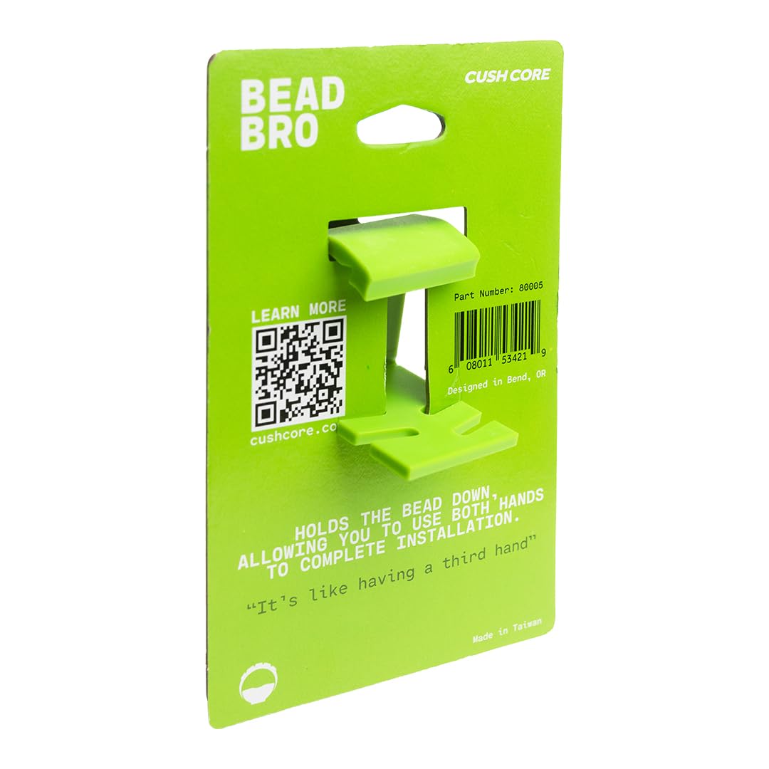 CushCore Bead Bro rubber bumper protects rims during mounting.