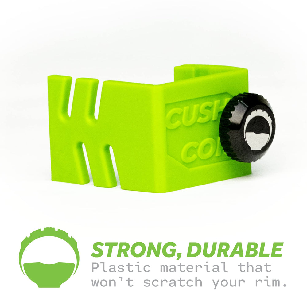 CushCore Bead Bro clips to a spoke for stability.