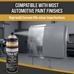 Custom Shop 1K High Build Primer Spray Paint highlights direct-to-metal use for streamlined prep