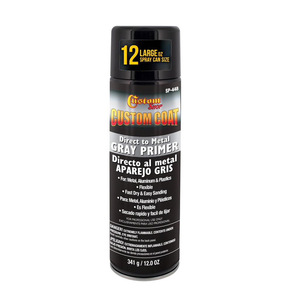 Custom Shop 1K High Build Primer Spray Paint grey can ready for priming metal and plastic