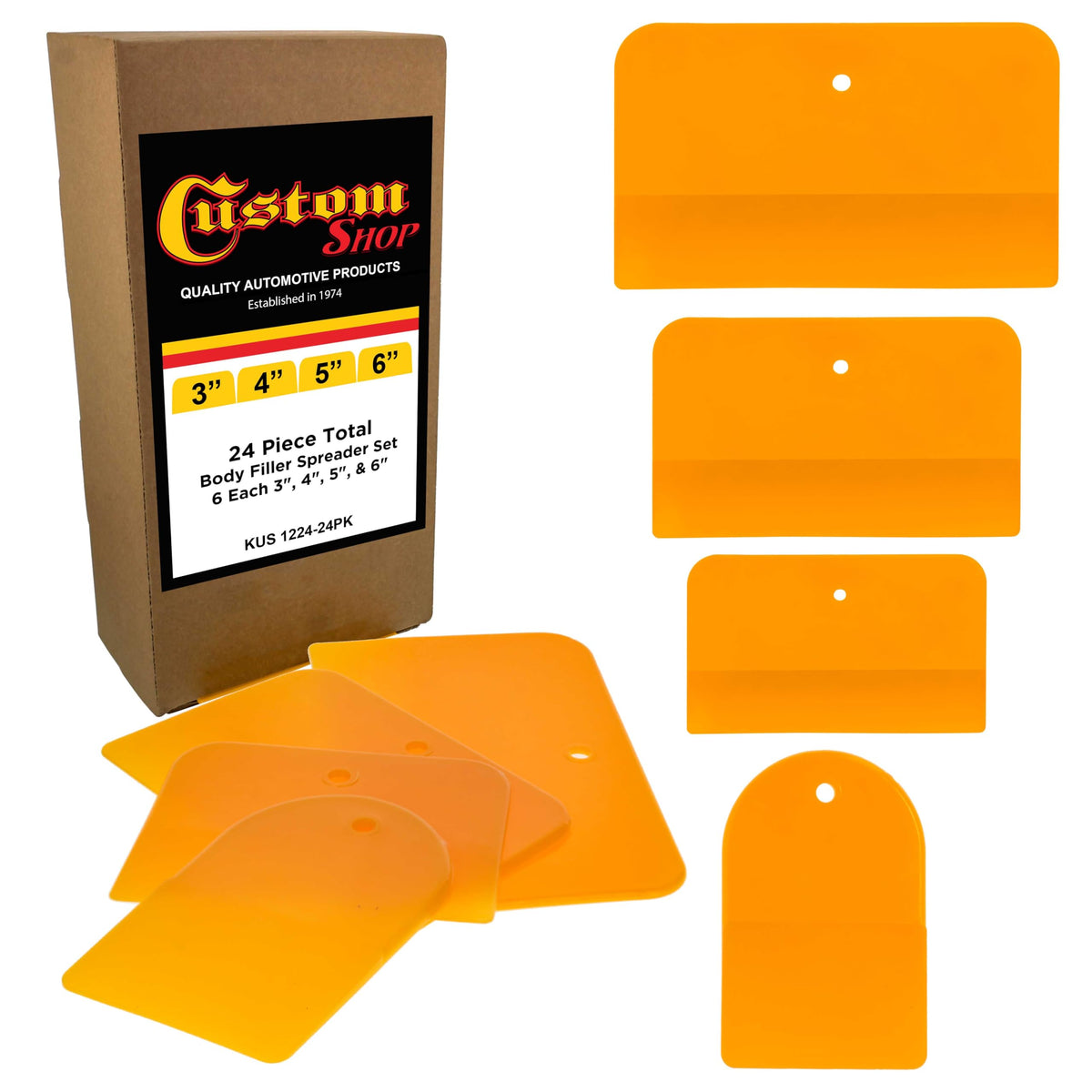 Custom Shop 4in spreader pack for smooth automotive filler application.