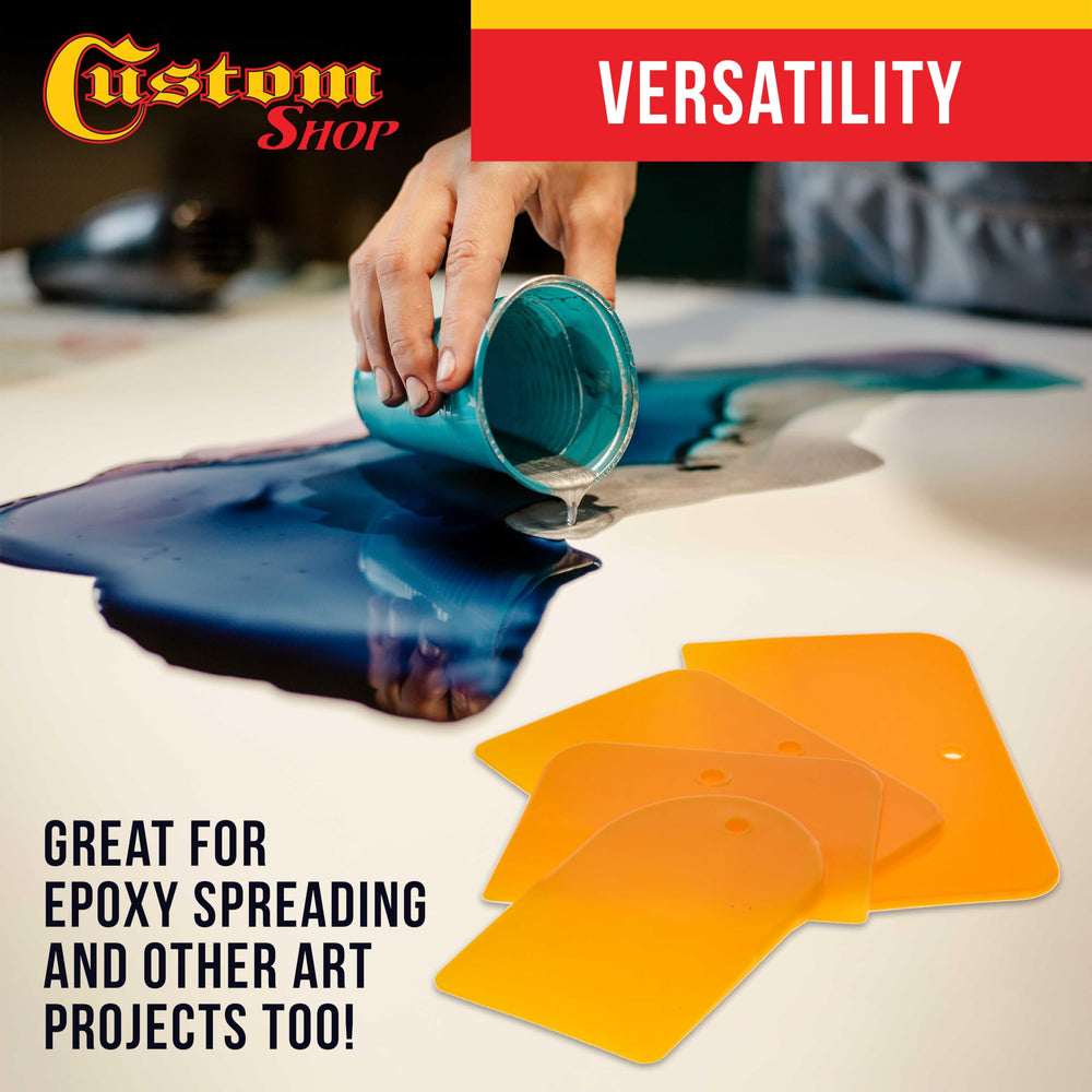 Custom Shop caulk and glaze spreader helps clean, even finishes.