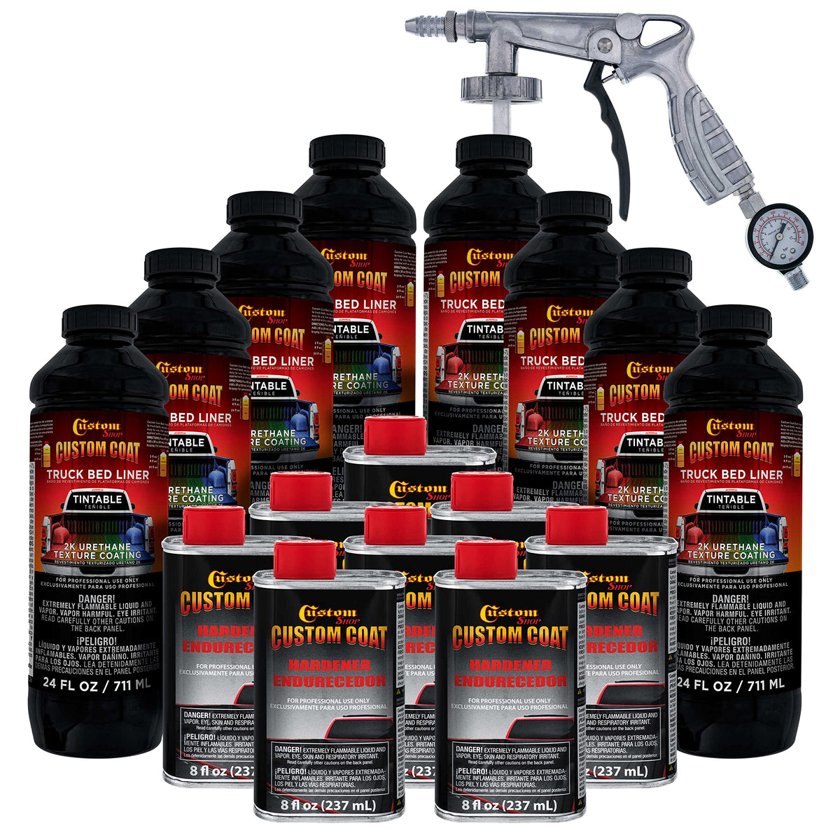 Custom Shop Custom Coat base cans eight-pack for tintable bed liner prep.