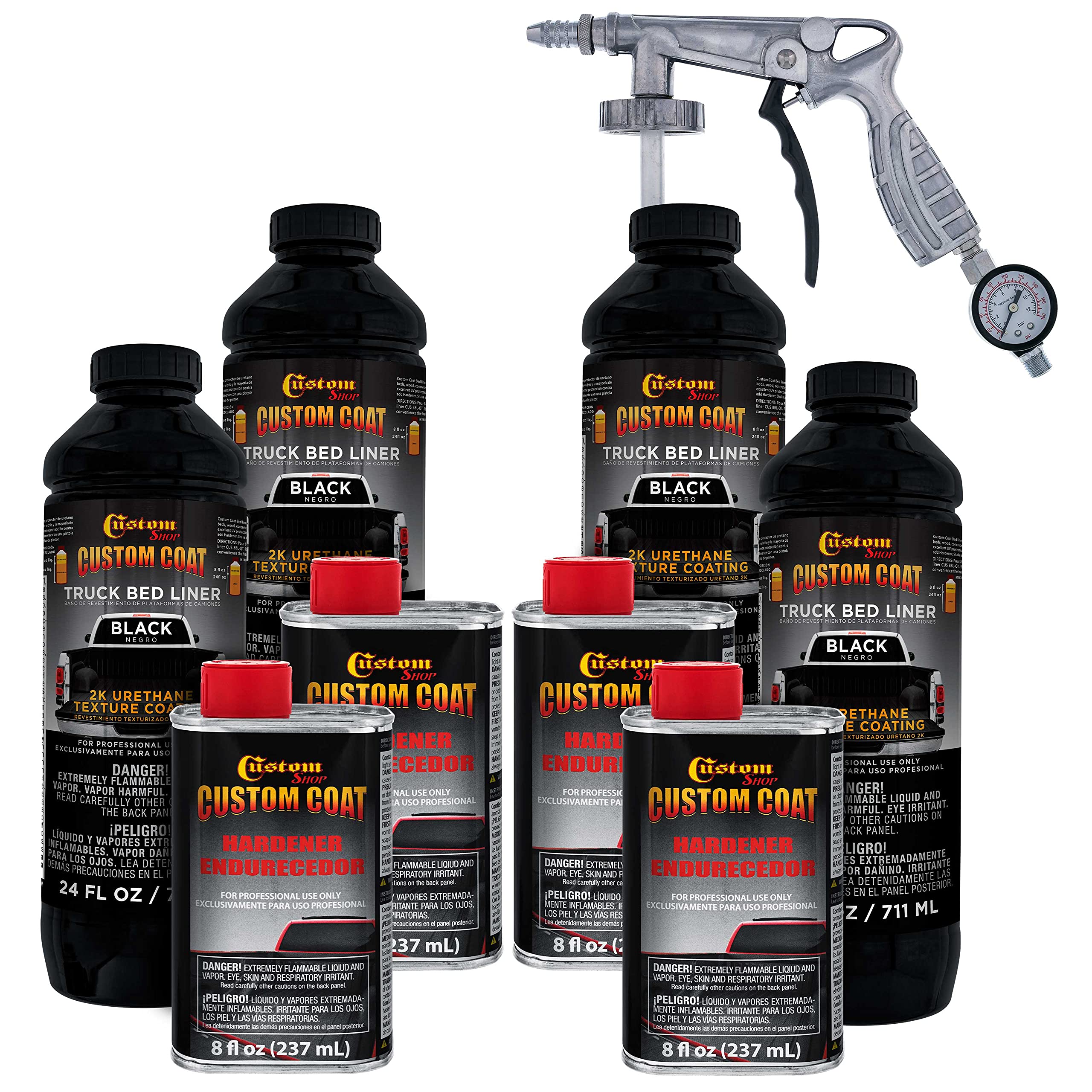 Custom Shop Custom Coat spray gun with regulator for even, controlled application.