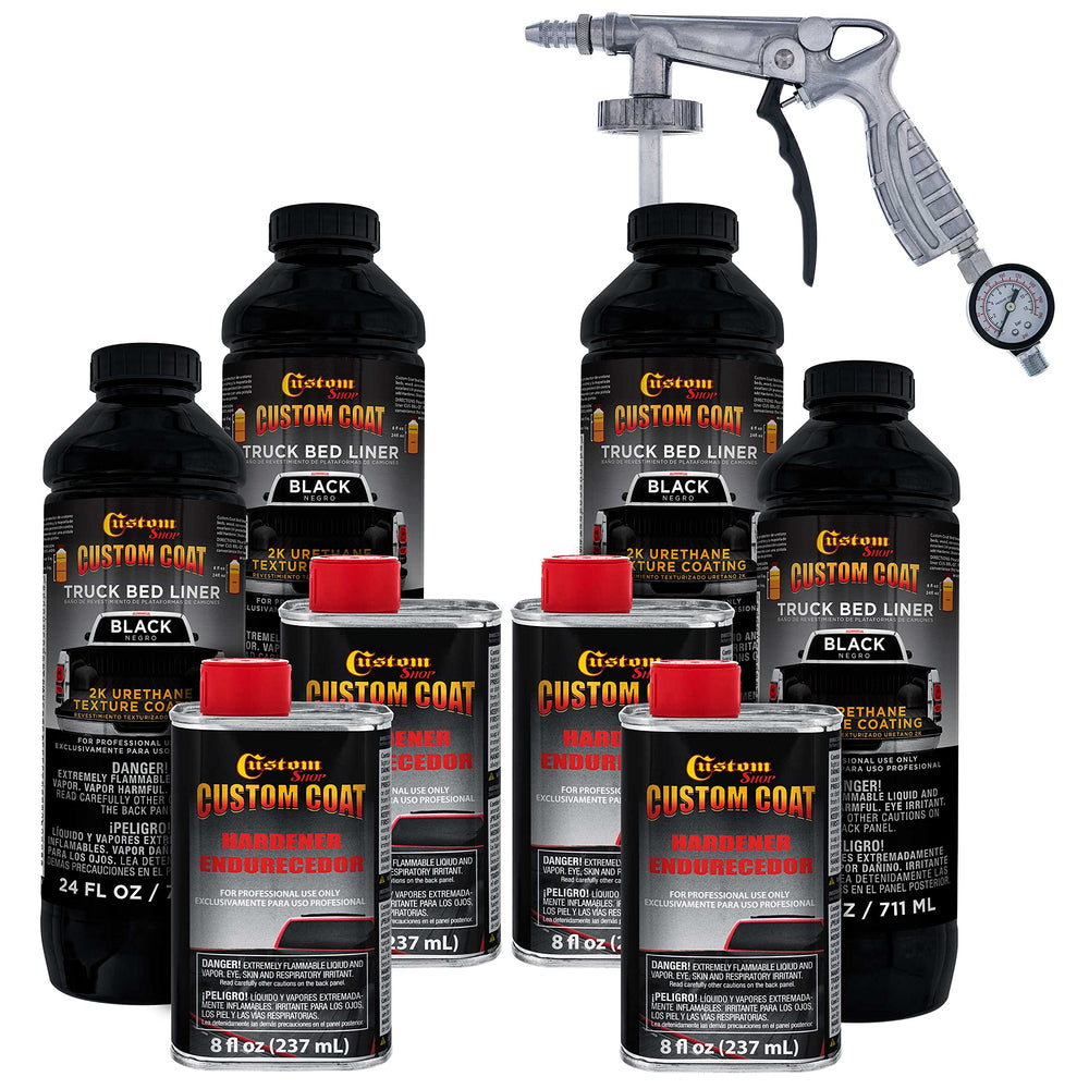Custom Shop Custom Coat spray gun with regulator for even, controlled application.