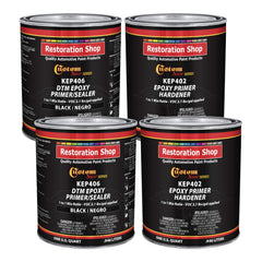Custom Shop KEP epoxy primer kit packaging with primers and hardener.